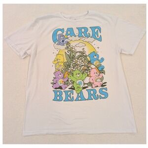 Care Bears Graphic T-Shirt White Rainbow Bears Short Sleeve Size L/G